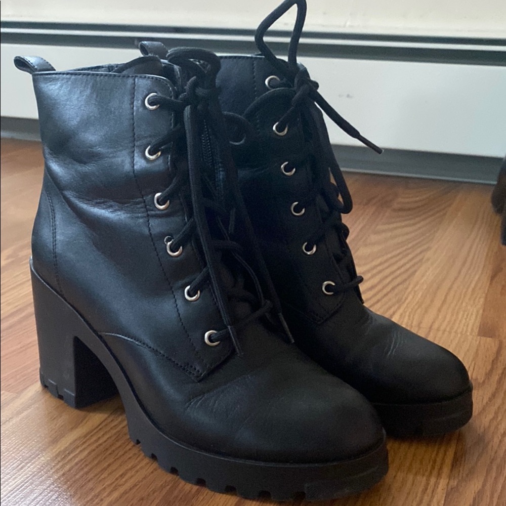 Black Lace-Up Ankle Boots